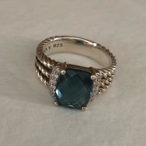 London blue ropes and silver ring size 51/2